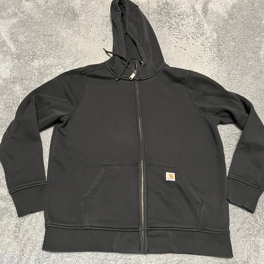 Carhartt Hoodie Womens Large 12-14 Relaxed Zip Black Workwear